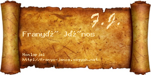 Franyó János névjegykártya